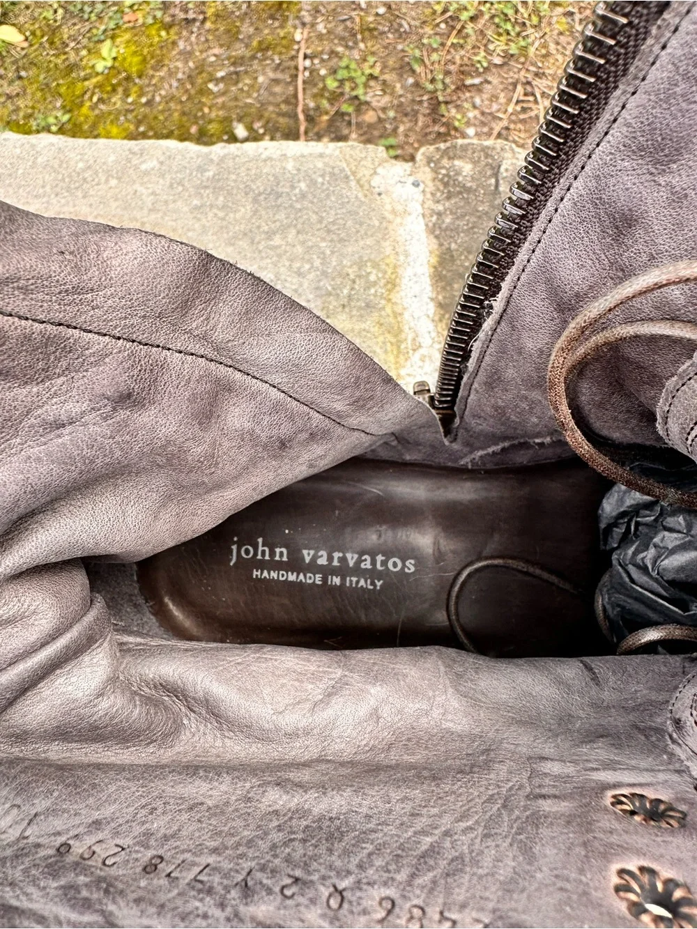 John Varvatos Brown Leather Brogue Lace-Up Boot